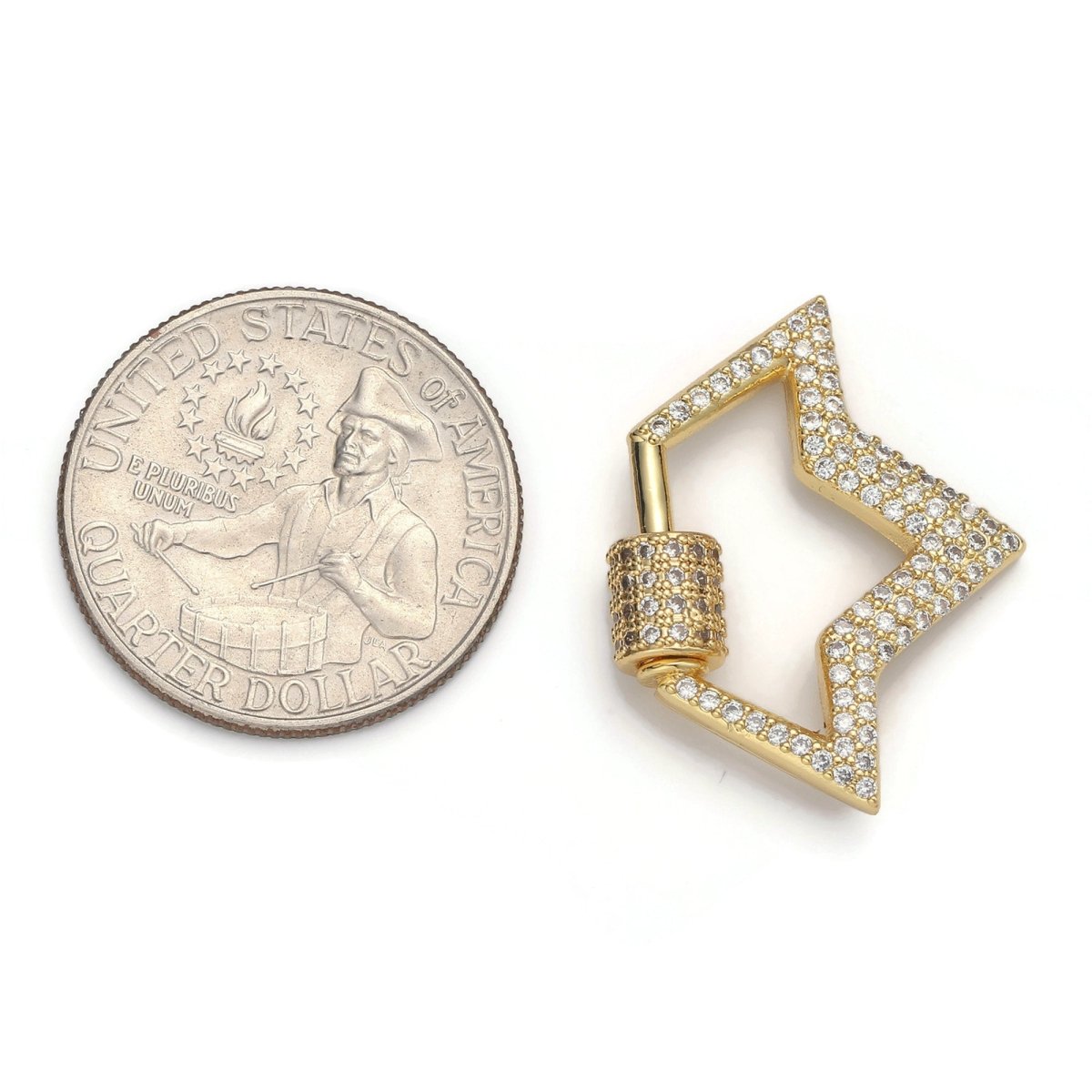 Carabiner Screw  Clasp, Screw Clasp Crown , Interlocking Crown Clasp, Pave Crown Shaped Clasps, Gold Color, K-490