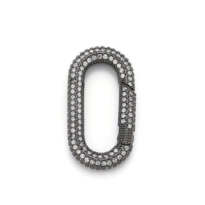 Carabiner Screw  Clasp, Screw Clasp Oval Lock, Interlocking Oval Clasp, Pave Oval Shaped Lock Clasps, Multiple color options, K-376 K-378