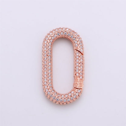 Carabiner Screw  Clasp, Screw Clasp Oval Lock, Interlocking Oval Clasp, Pave Oval Shaped Lock Clasps, Multiple color options, K-376 K-378