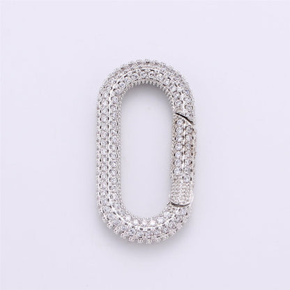 Carabiner Screw  Clasp, Screw Clasp Oval Lock, Interlocking Oval Clasp, Pave Oval Shaped Lock Clasps, Multiple color options, K-376 K-378