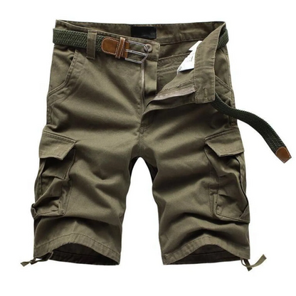 Patterned Button Cotton Cargo Trousers Shorts