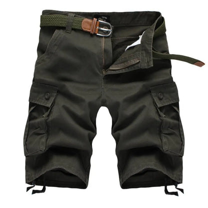 Patterned Button Cotton Cargo Trousers Shorts