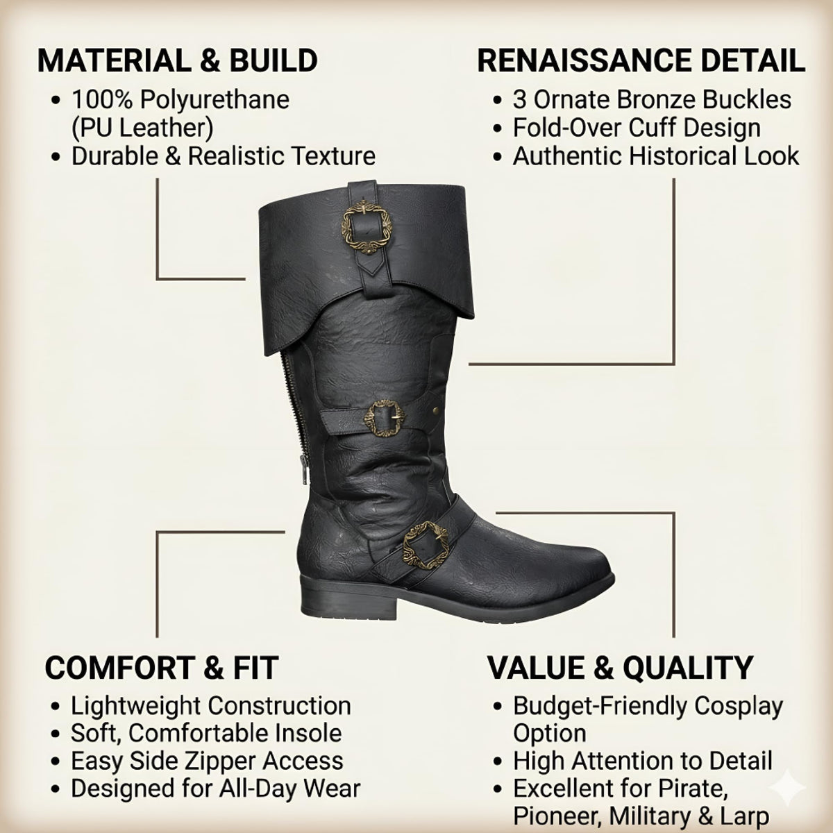 Caribbean Pirate Halloween Cosplay Unisex Costume Boots