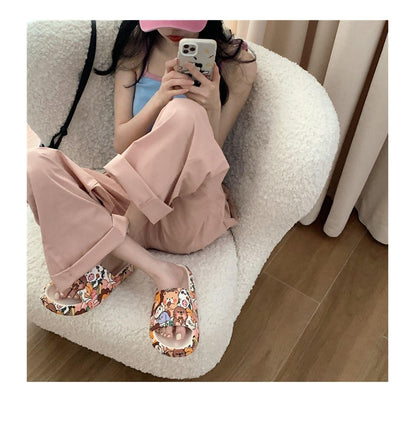 Cartoon Couple Fashion Bear Sandals Non-Slip Thick-Soled Indoor And Outdoor Slippers Men&