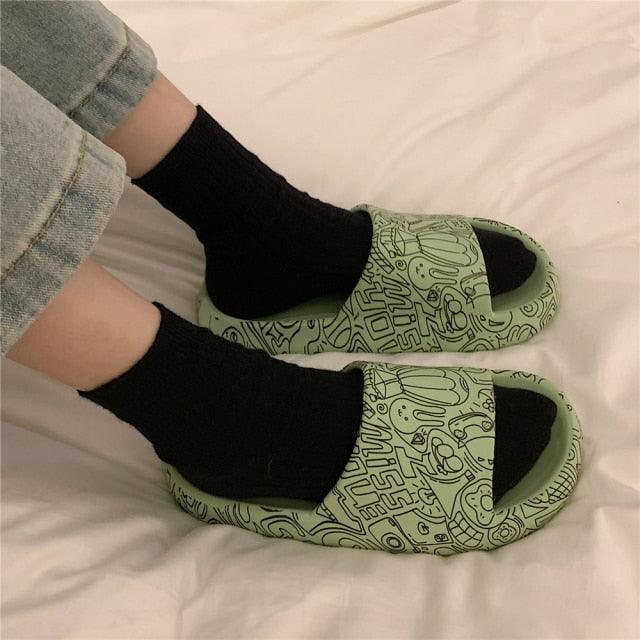 Cartoon Couple Fashion Bear Sandals Non-Slip Thick-Soled Indoor And Outdoor Slippers Men&