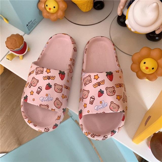 Cartoon Couple Fashion Bear Sandals Non-Slip Thick-Soled Indoor And Outdoor Slippers Men&