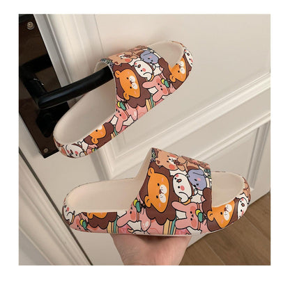 Cartoon Couple Fashion Bear Sandals Non-Slip Thick-Soled Indoor And Outdoor Slippers Men&