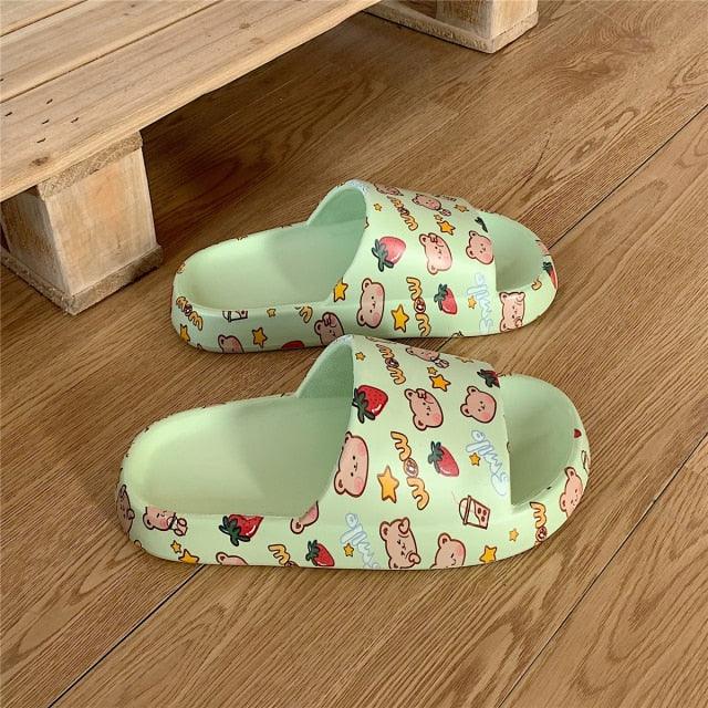 Cartoon Couple Fashion Bear Sandals Non-Slip Thick-Soled Indoor And Outdoor Slippers Men&