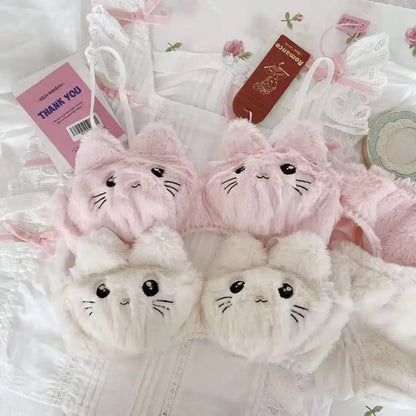 Harajuku Kawaii Fashion Fluffy Cat Lingerie Set