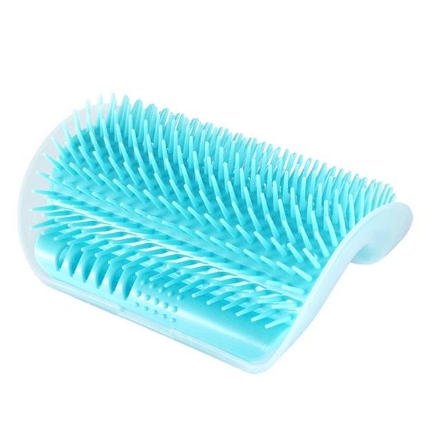 Cat Scratcher Corner Pet Brush Comb Play Cat Toy Plastic Scratch Bristles Arch Massager  Self Groomer with Catnip Pouch Cat Wall Corner Massage Groomer Cat Self Grooming Brush