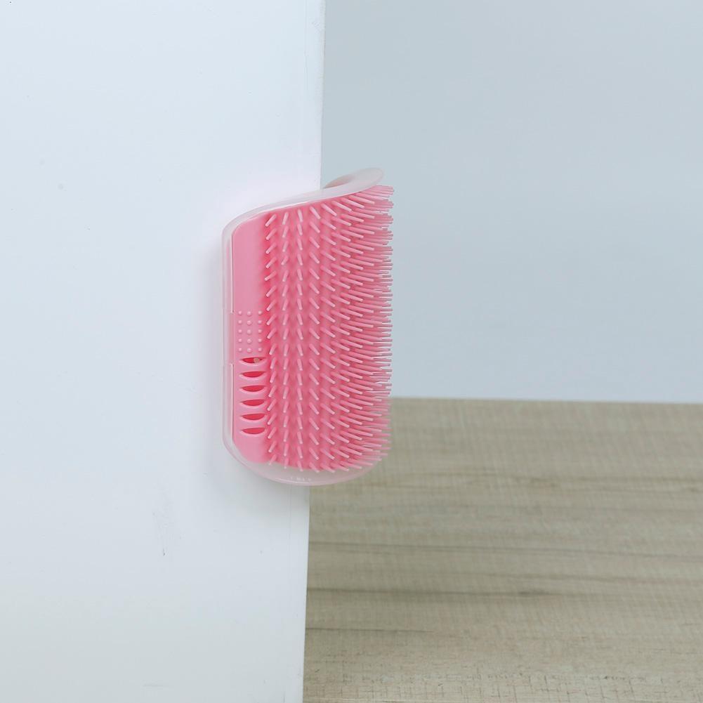 Cat Scratcher Corner Pet Brush Comb Play Cat Toy Plastic Scratch Bristles Arch Massager  Self Groomer with Catnip Pouch Cat Wall Corner Massage Groomer Cat Self Grooming Brush