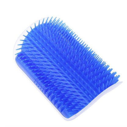 Cat Scratcher Corner Pet Brush Comb Play Cat Toy Plastic Scratch Bristles Arch Massager  Self Groomer with Catnip Pouch Cat Wall Corner Massage Groomer Cat Self Grooming Brush