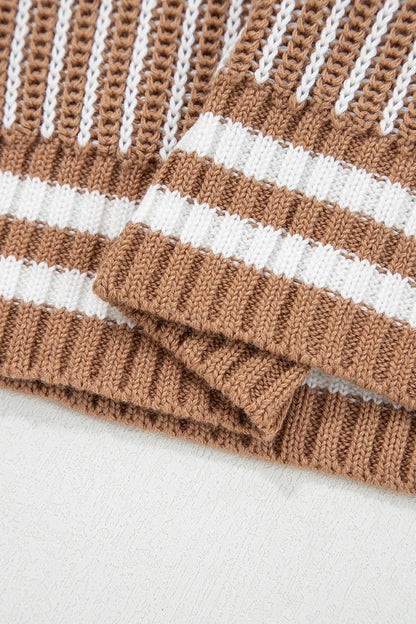 Striped Knit Long Sleeve Sweater