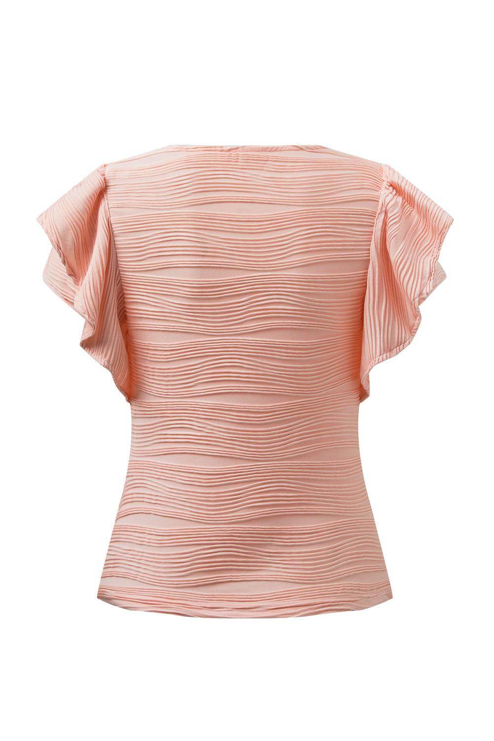 Textured Round Neck Cap Sleeve Top for Casual Style