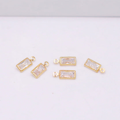 Geometric Zircon Bezel Set Pendant - Gold Plated Color Retention Charm for DIY Earring Jewelry Making Accessories