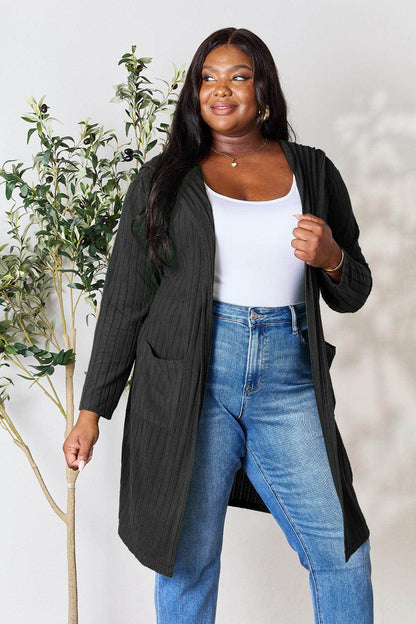 Basic Bae Full Size Hooded Sweater Cardigan for Women