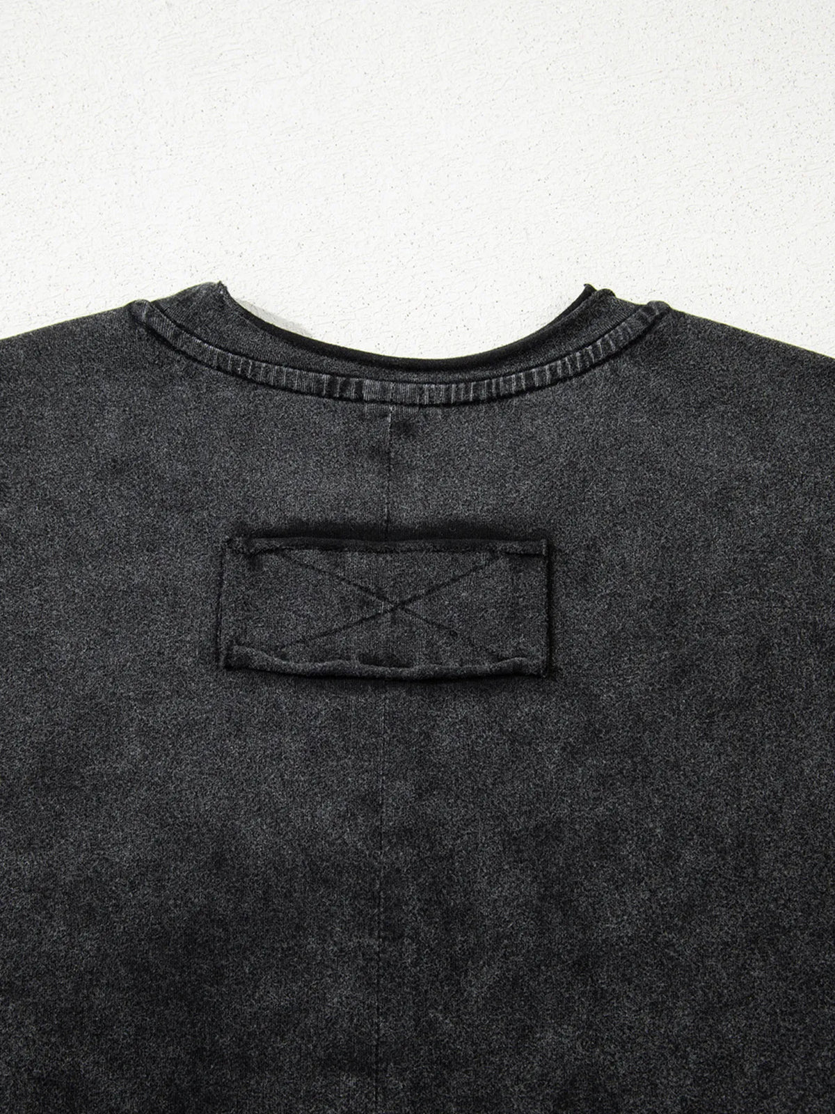 Floral Embroidered Mineral Wash Crew Neck T Shirt