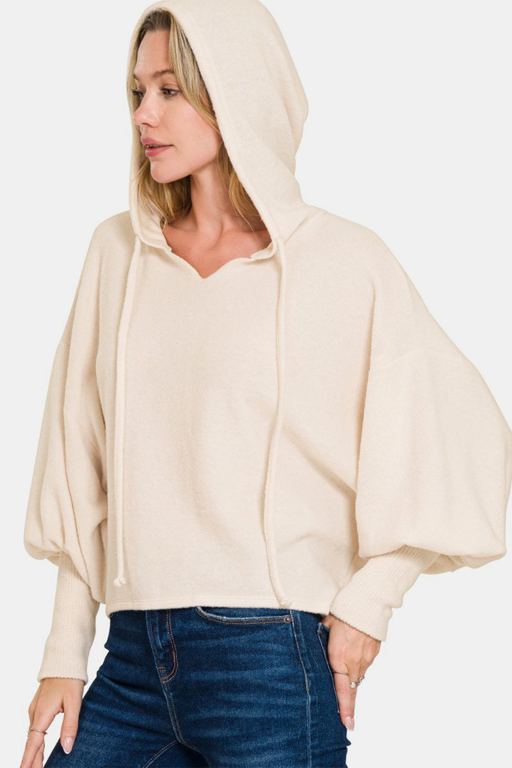 Back To School Sweater - Zenana Brushed Hacci Drop Shoulder Cropped Hoodie