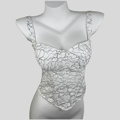 Micro-perforated Color-block Mesh Strapless Camisole For Women