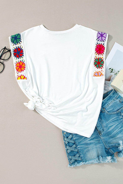 Round Neck Cap Sleeve Top for Women in Soft Stretch Fabric