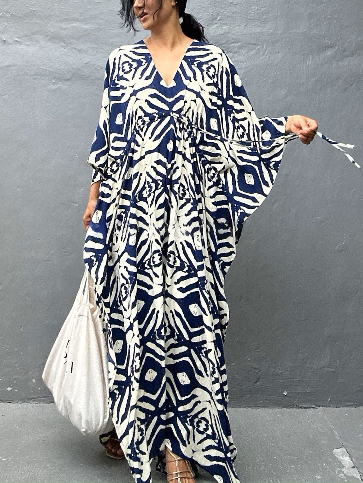 Drawstring Beach Cover-up Sun Protection Clothing Blouse