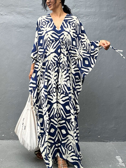 Drawstring Beach Cover-up Sun Protection Clothing Blouse