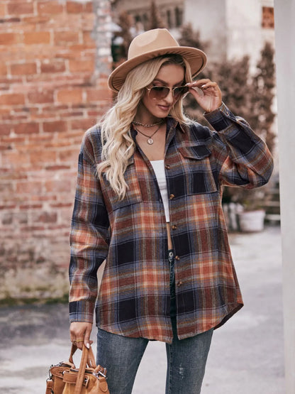 Plaid Button-Down Long Sleeve Shirt