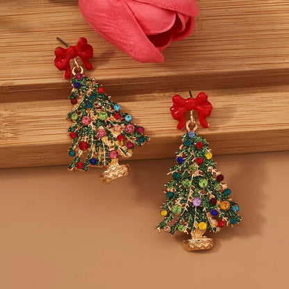 Christmas Tree Earrings with Bow