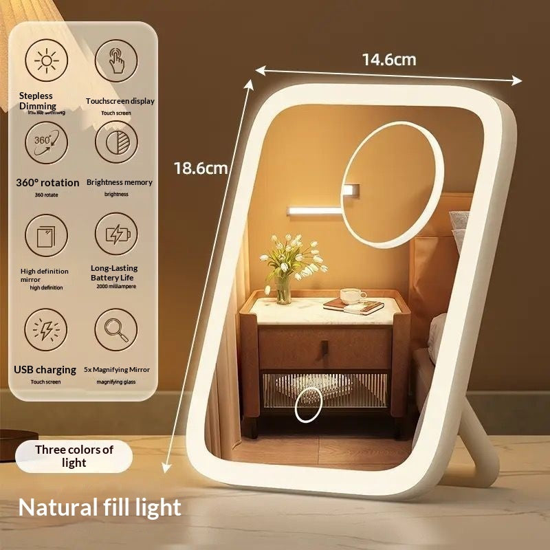 Student Dormitory Fill-light Desktop Vanity Mirror With Charging Function