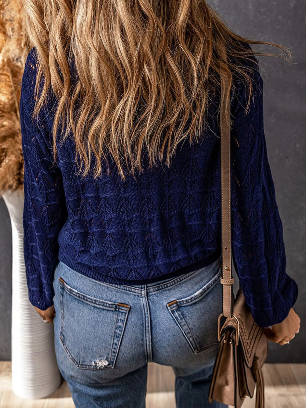 Openwork Button Up Cardigan