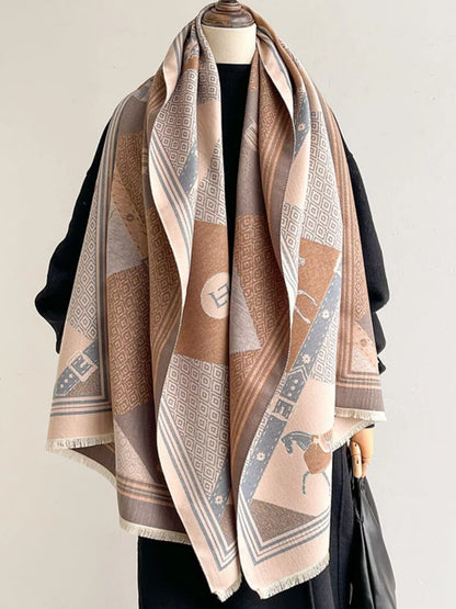 Equestrian Print Reversible Scarf