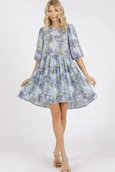 Floral Linen Babydoll Mini Dress - Breathable &amp; Romantic | Femstylo