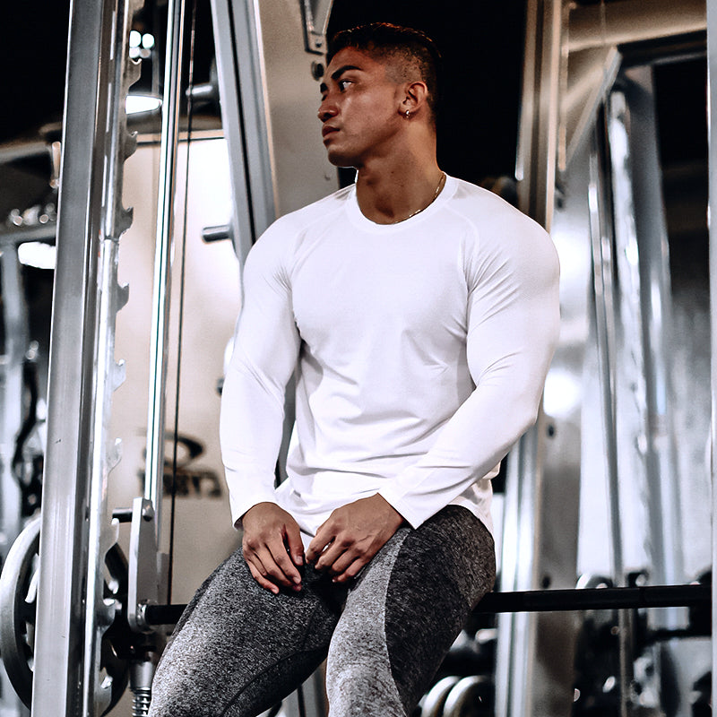 Back Vertical Letter Sports T-shirt Fitness Long Sleeve