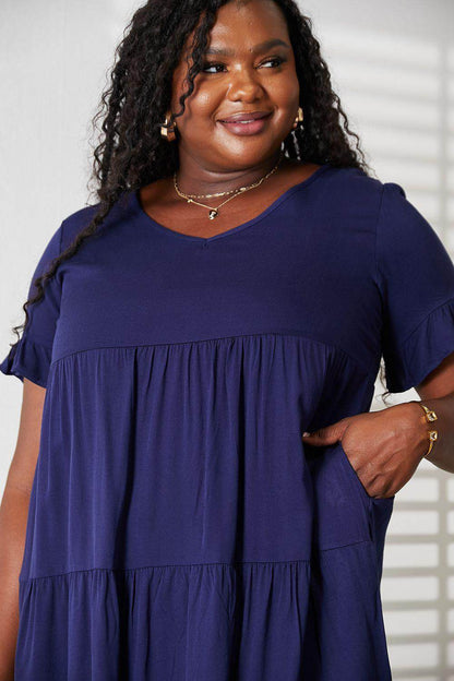 Mandy V-Neck Flounce Sleeve Tiered Dress for All Occasions