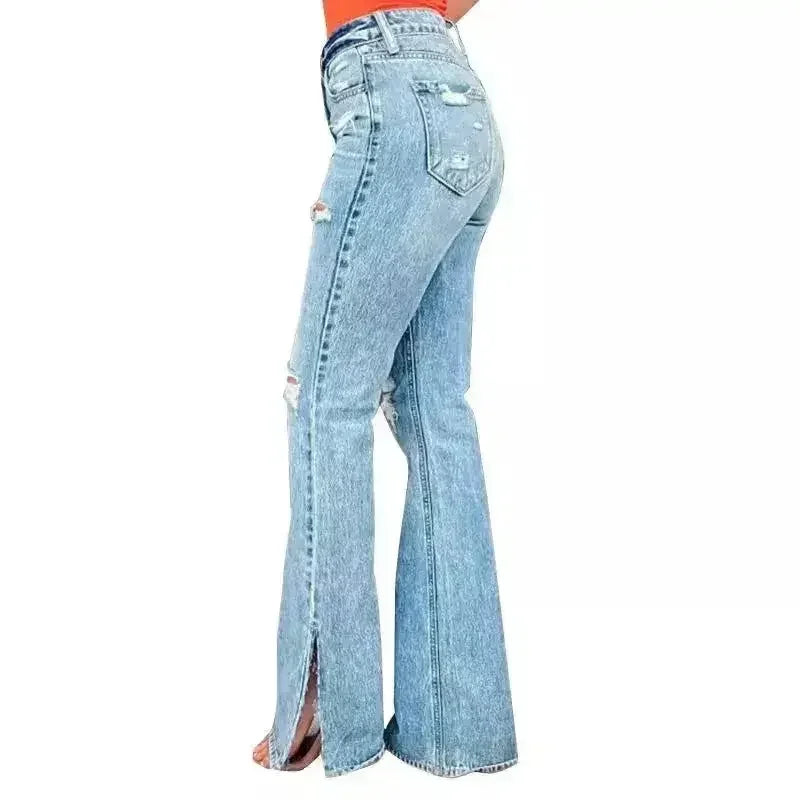 25 Edition – High Waist Ripped Split Stretch Jeans for Women