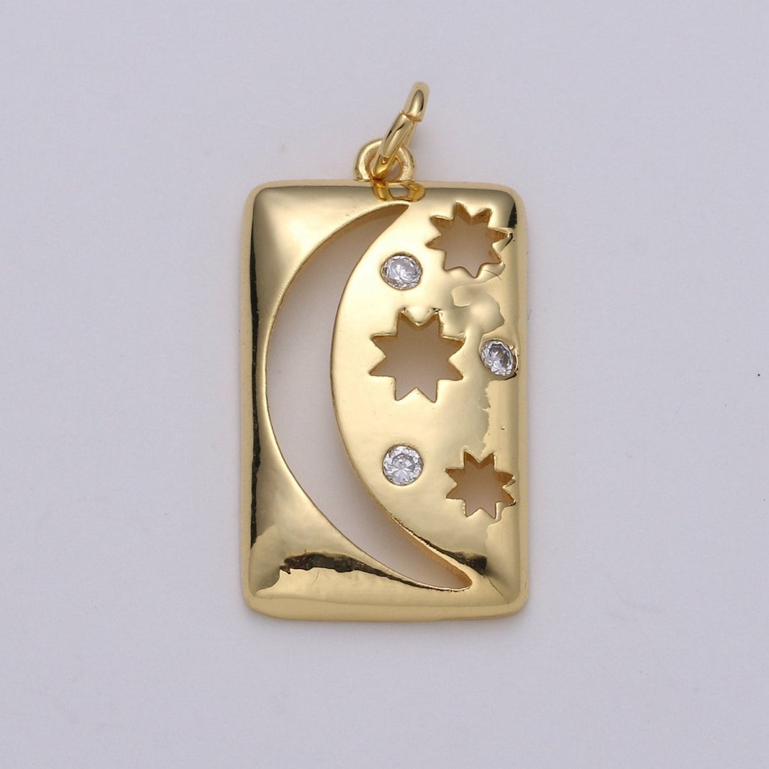 Celestial Jewelry Gold Crescent Moon Charm Star Tag Charm Jewelry Making Supply 24K Gold Filled Findings D-415 D-416