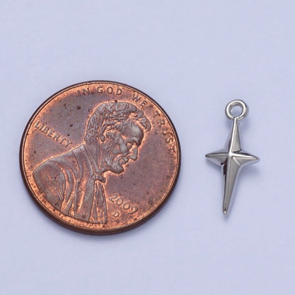 Celestial North Star 14mm Long Puffed Add-On Charm in Gold &amp; Silver | AC046