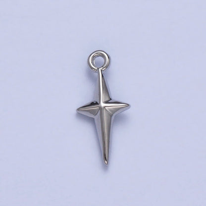 Celestial North Star 14mm Long Puffed Add-On Charm in Gold &amp; Silver | AC046