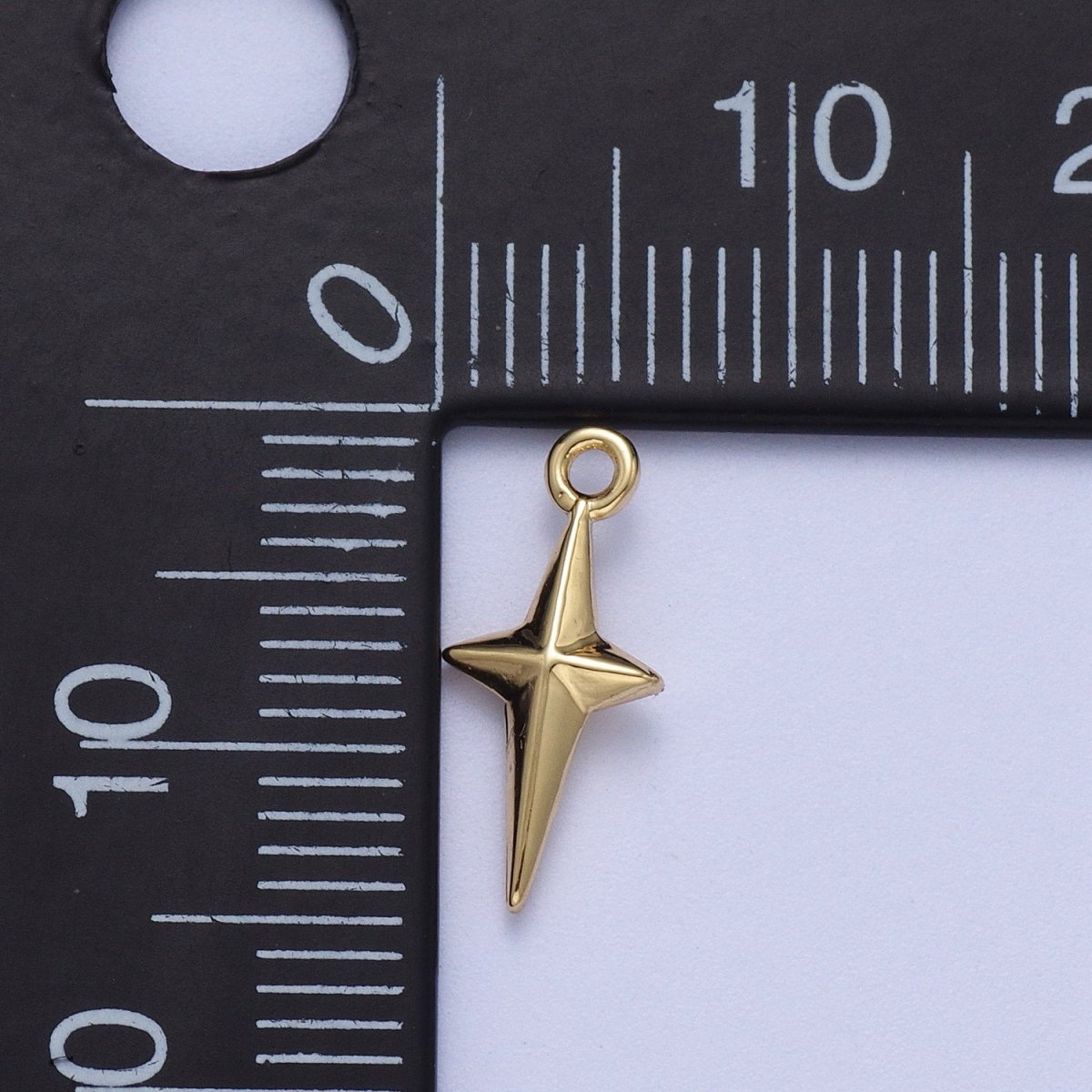Celestial North Star 14mm Long Puffed Add-On Charm in Gold &amp; Silver | AC046