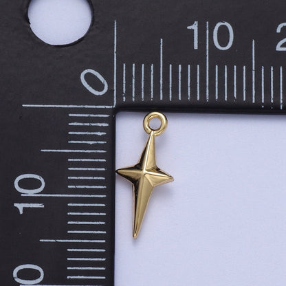 Celestial North Star 14mm Long Puffed Add-On Charm in Gold &amp; Silver | AC046
