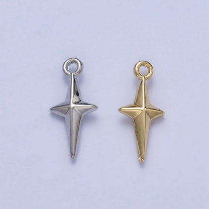 Celestial North Star 14mm Long Puffed Add-On Charm in Gold &amp; Silver | AC046