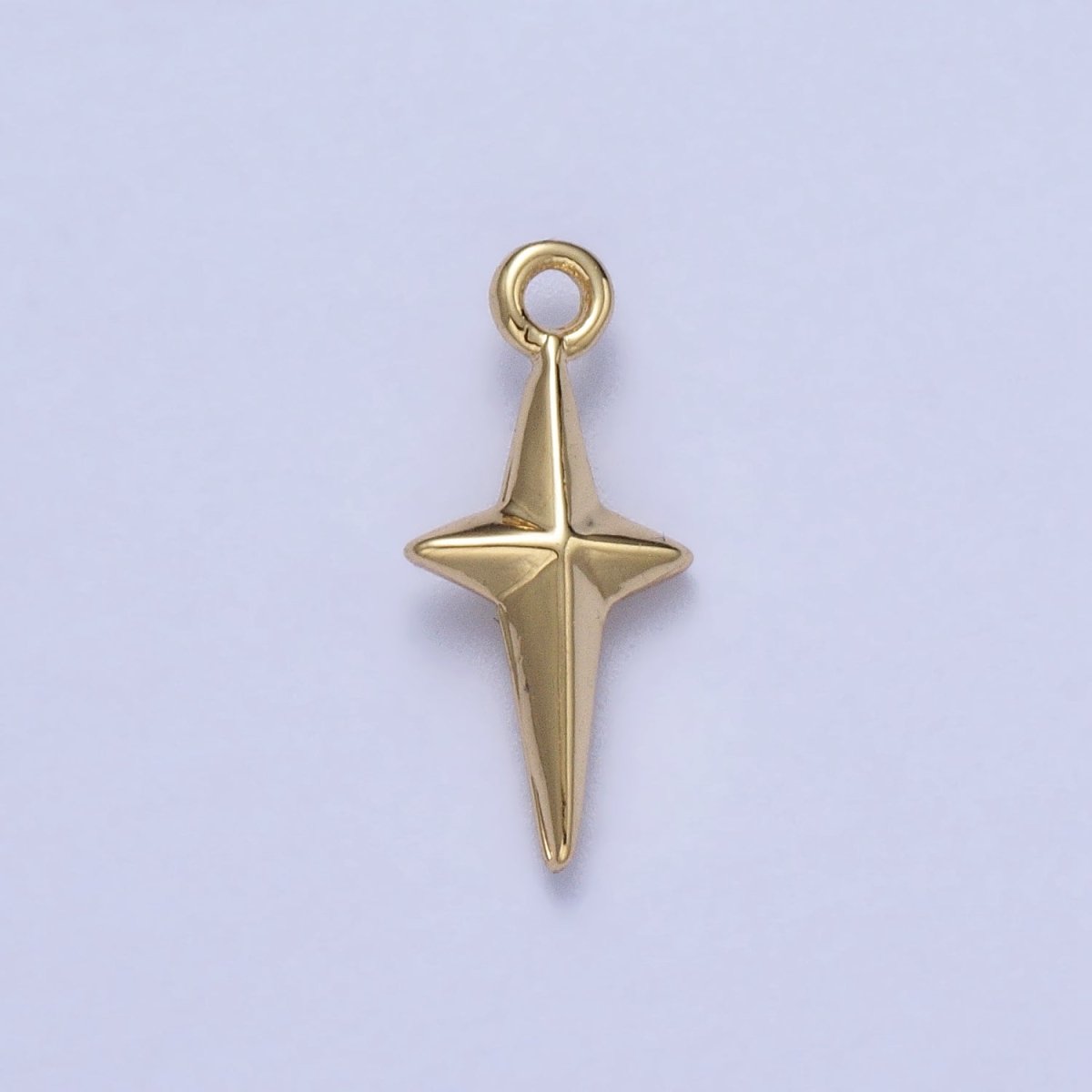 Celestial North Star 14mm Long Puffed Add-On Charm in Gold &amp; Silver | AC046