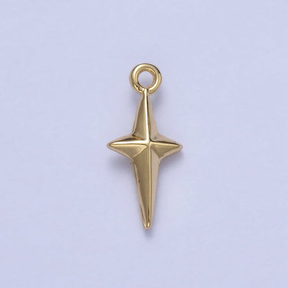 Celestial North Star 14mm Long Puffed Add-On Charm in Gold &amp; Silver | AC046