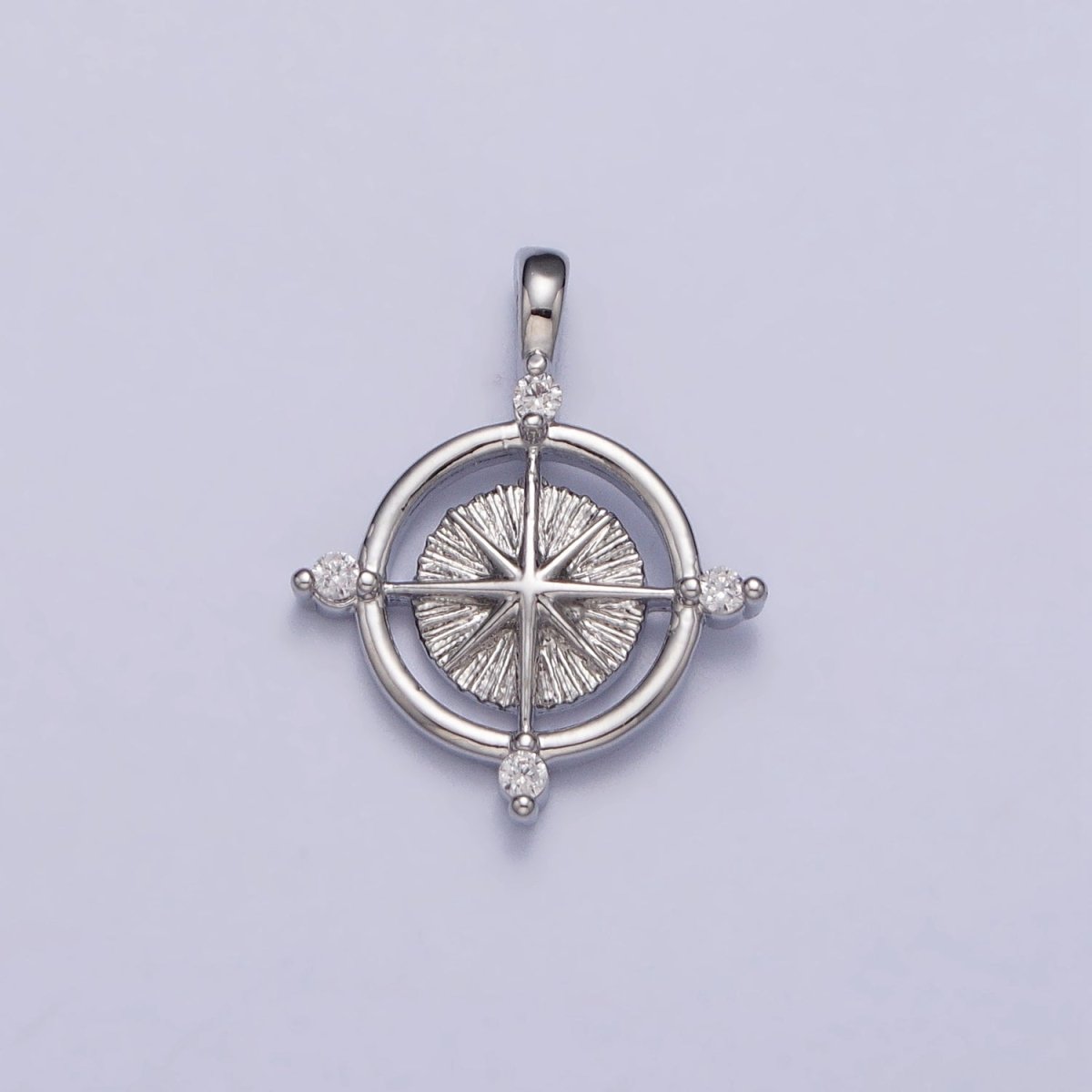 Celestial Northern Star Compass Clear CZ Add-On Charm in Gold &amp; Silver | AC-127