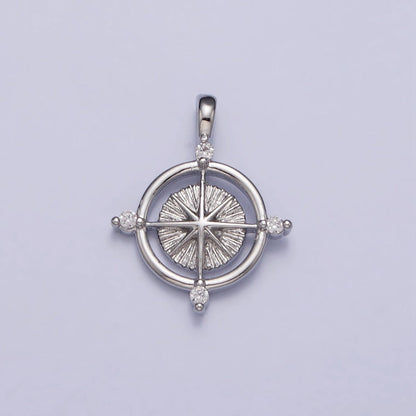 Celestial Northern Star Compass Clear CZ Add-On Charm in Gold &amp; Silver | AC-127