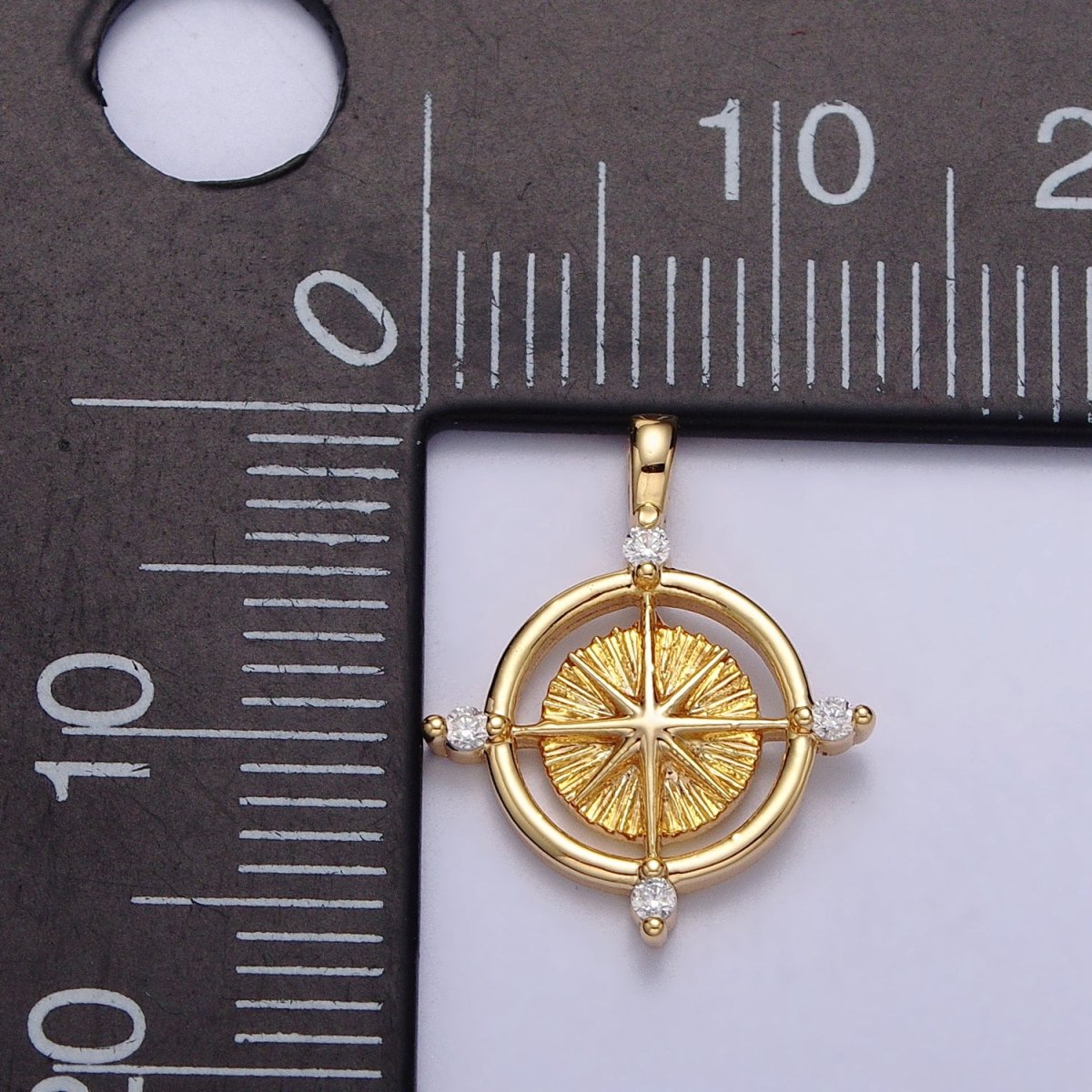 Celestial Northern Star Compass Clear CZ Add-On Charm in Gold &amp; Silver | AC-127