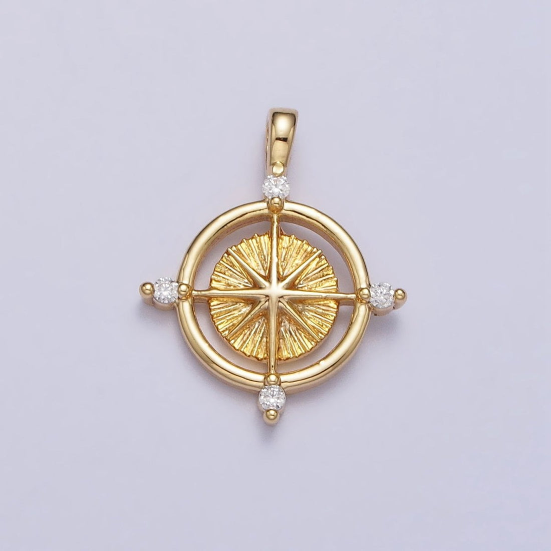 Celestial Northern Star Compass Clear CZ Add-On Charm in Gold &amp; Silver | AC-127