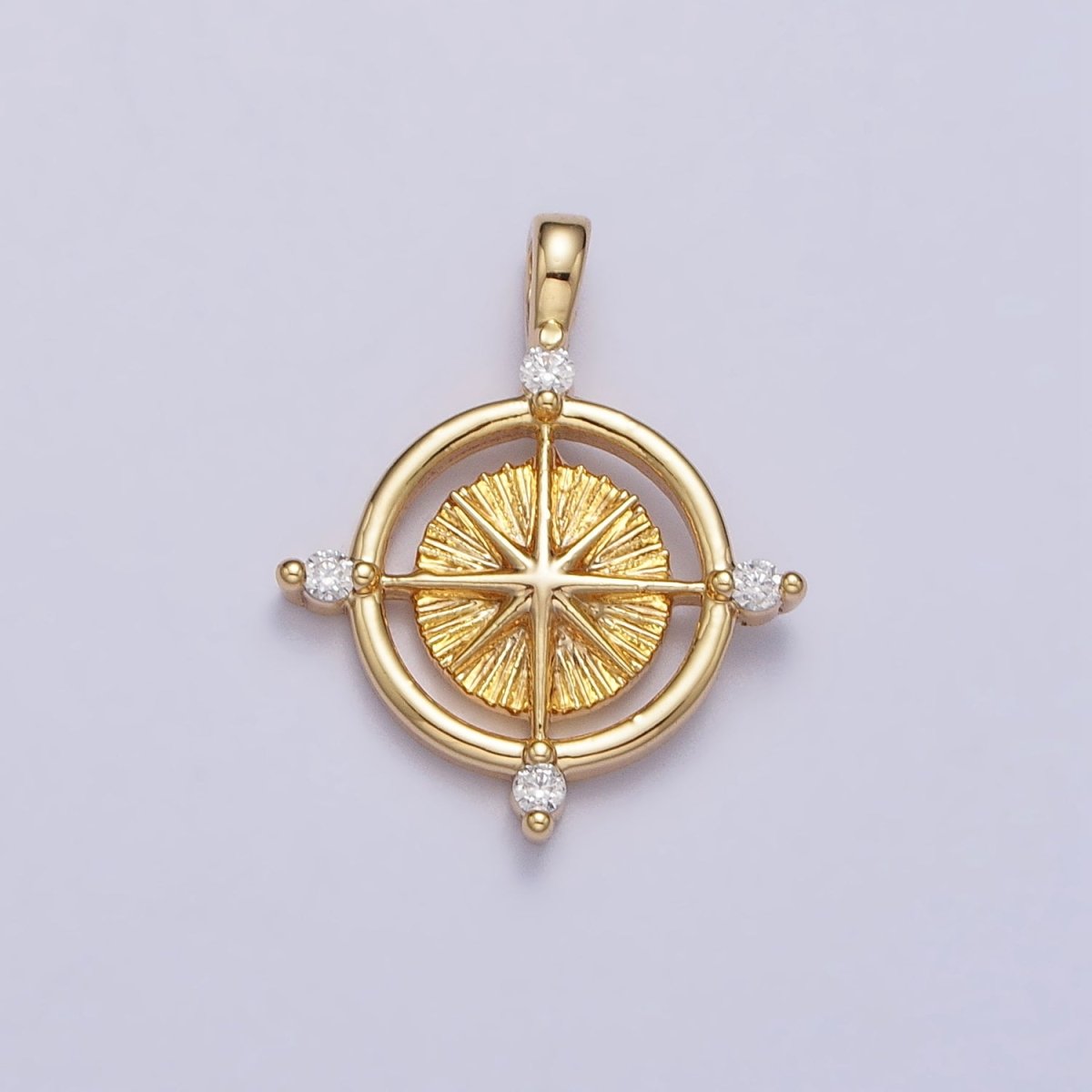 Celestial Northern Star Compass Clear CZ Add-On Charm in Gold &amp; Silver | AC-127