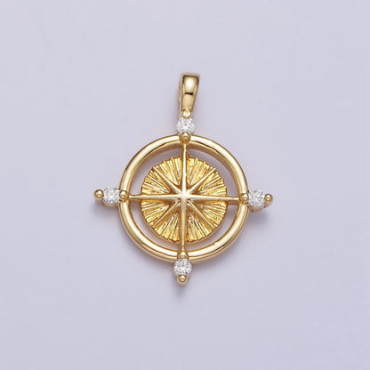Celestial Northern Star Compass Clear CZ Add-On Charm in Gold &amp; Silver | AC-127