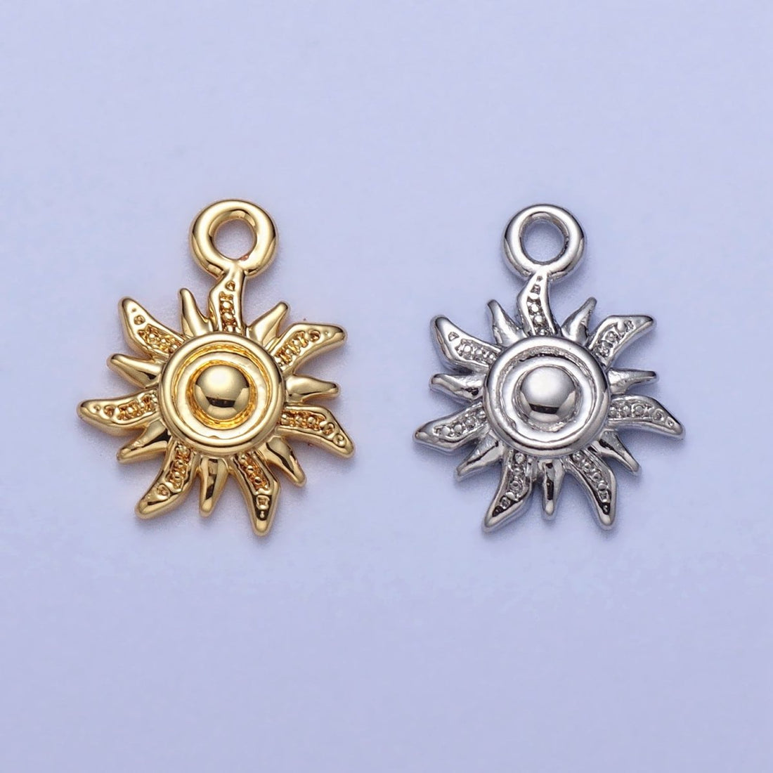 Celestial Textured Bohemian Yogi Sun Charm in Gold &amp; Silver | AC-030